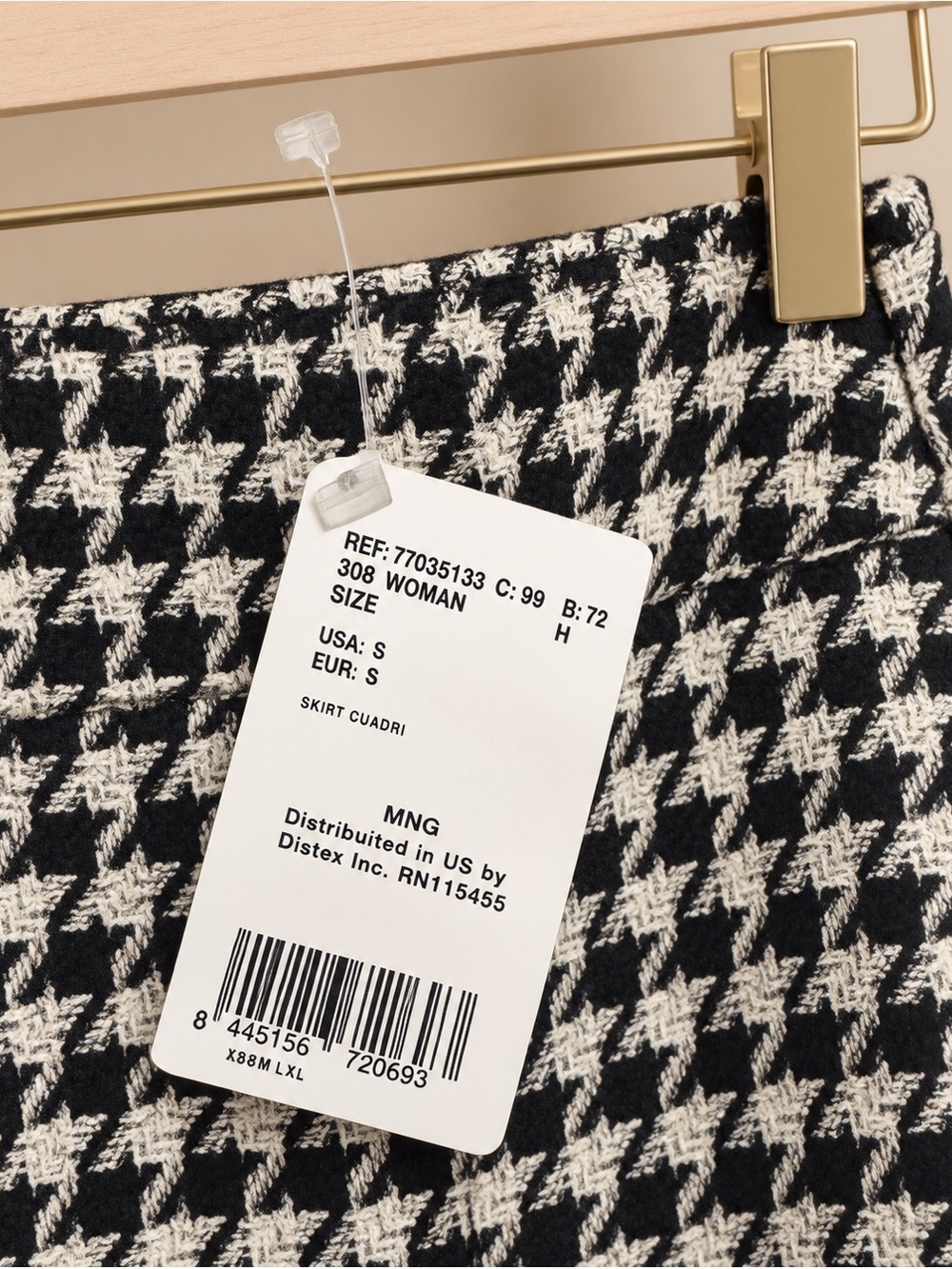 Mango Black & White Houndstooth Women Mini Skirt 🍁✨ - Picture 6 of 7
